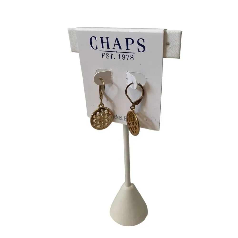 CHAPS Gold Toned Leverback Earrings.